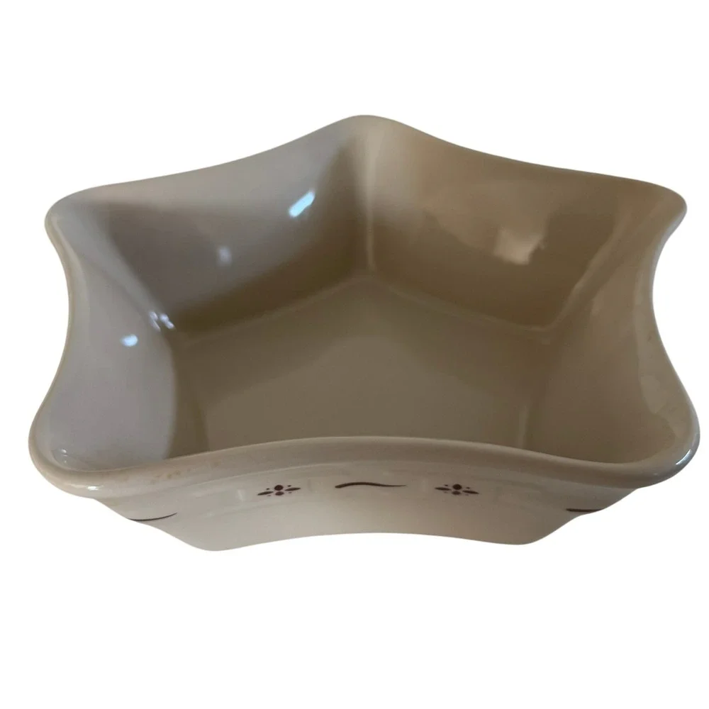 Longaberger Pottery‎ Star Shaped Bowl Woven Traditions Burgundy Oven Dishwasher